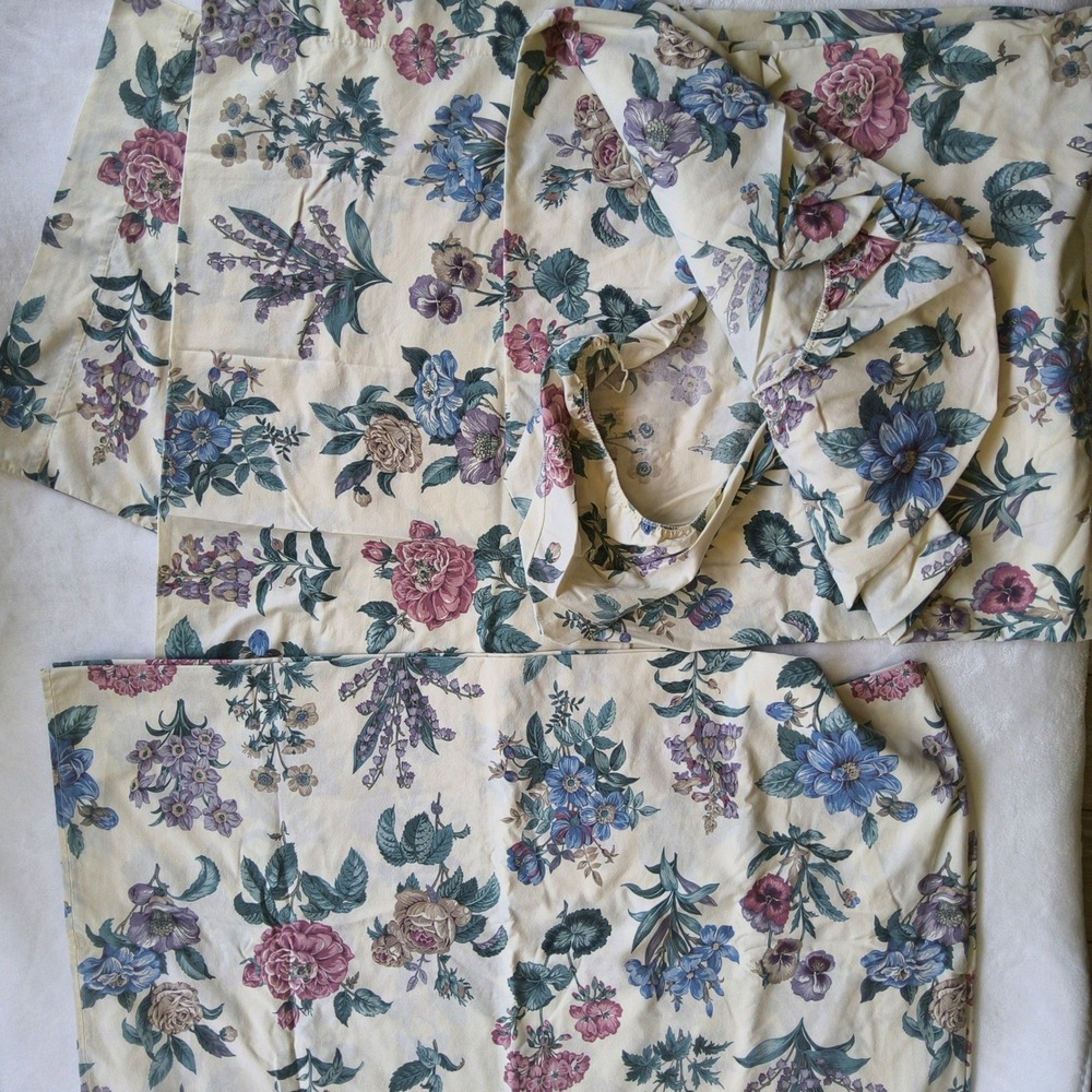 Vintage Dan River Floral Percale Sheet Set Full Size Botanical Cottagecore USA